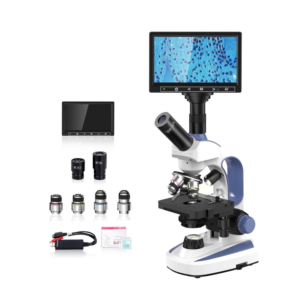 Upgrade Lab Compound Monocular Microscope with 40X-2500X, Dual-View Microscop...