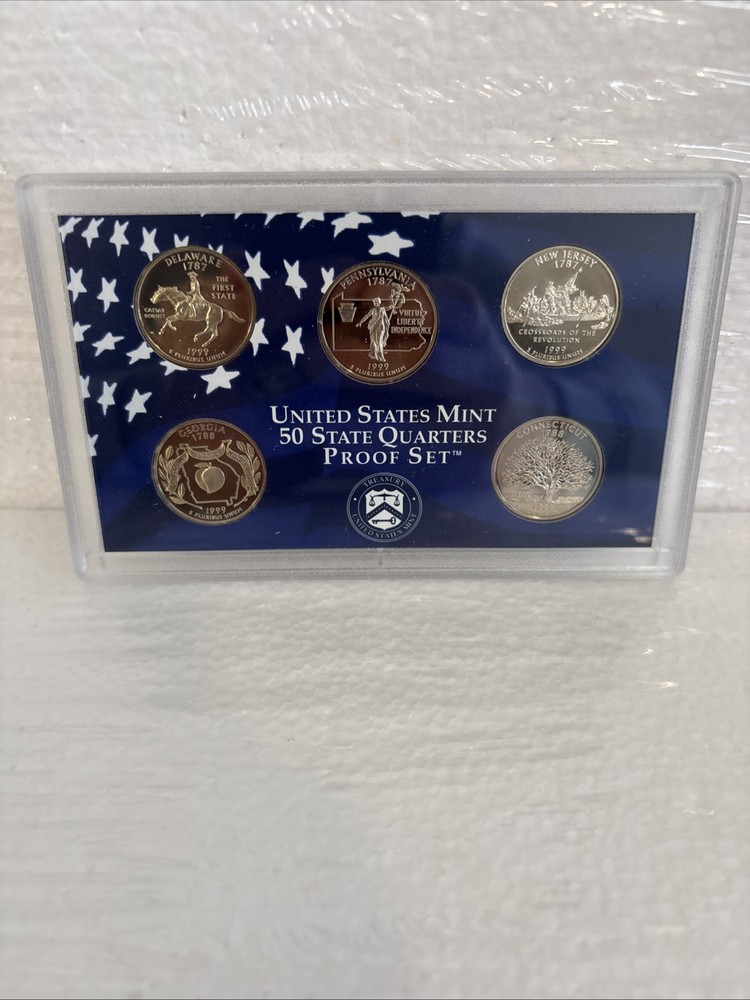 1999 Quarter Proof Set 5 Coin Set Box Has Damage