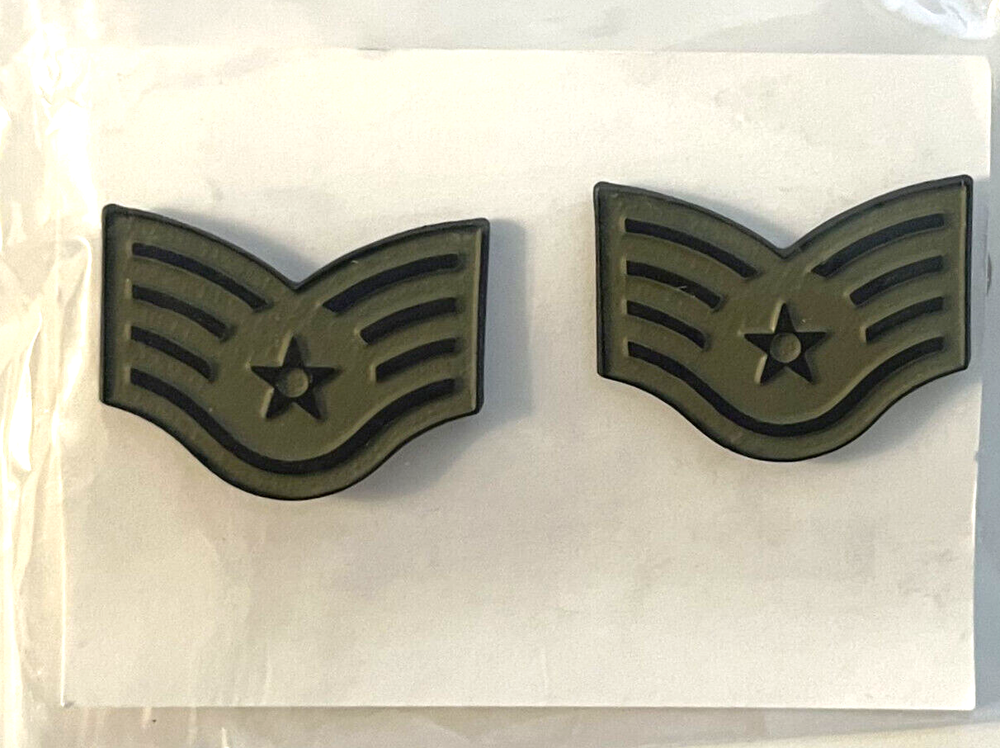 Staff Sergeant US Air Force Subdued Metal Pair 1998 NOS Original Package