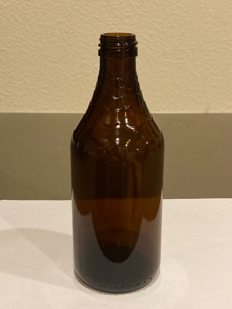 Brown Glass Bottle - Embossed with Scalloped Design