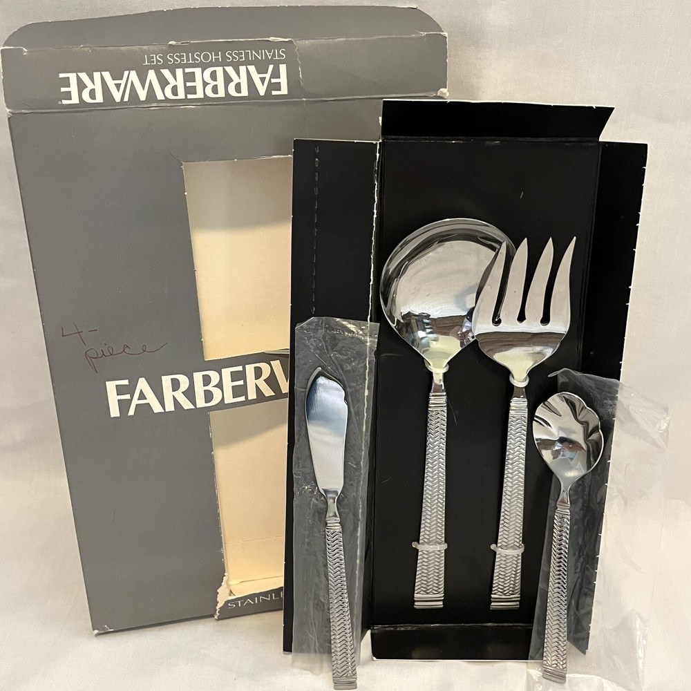 Farberware FRW14 Wicker/Basket Weave Stainless Hostess Flatware Set 4-Pc Serving