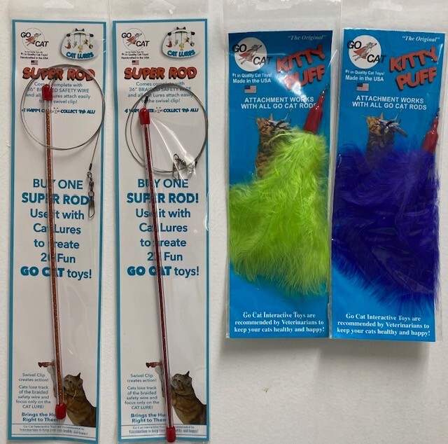 GO CAT TOY INTERACTIVE SUPER ROD KITTY PUFF TEASER CAT KITTEN ATTACHMENT
