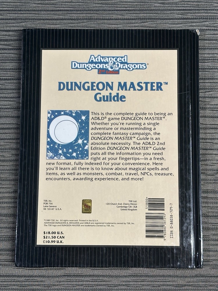 Advanced Dungeons & Dragons Dungeon Master's Guide 2nd Edition - TSR Vintage