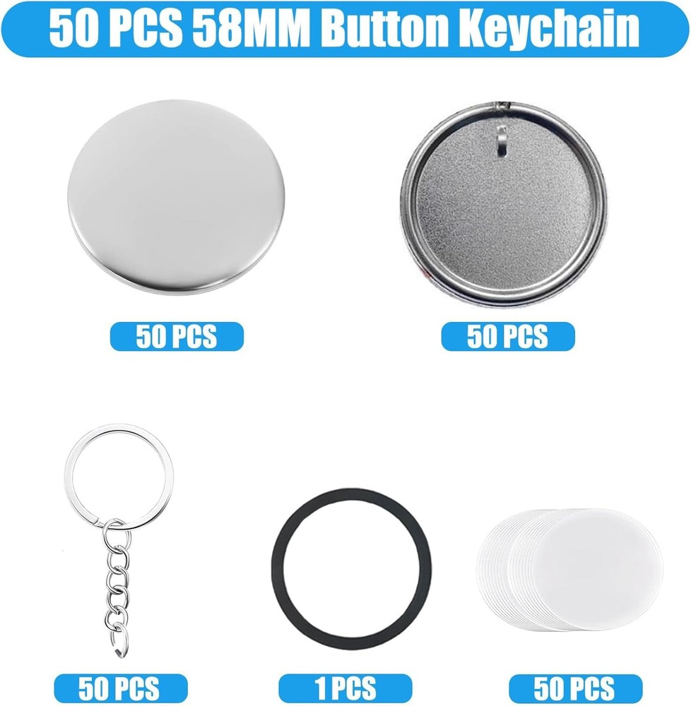 Button Maker Keychains Supplies 200 PCS 58Mm/2.25" Pin Making Kit for Machi