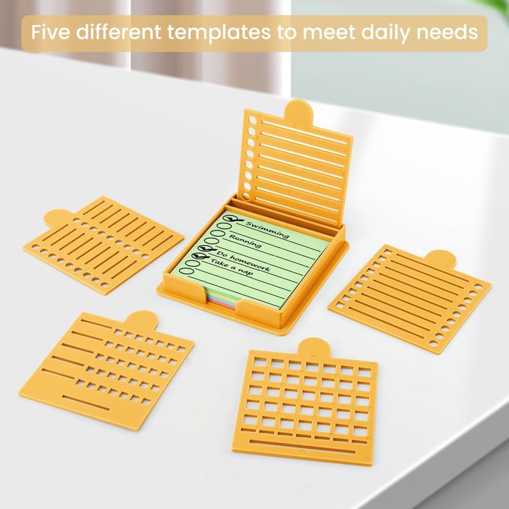 Sticky Note Holder with 5 Different Stencil & 1 Pack Pos-t It Note, 3x3 inch ...