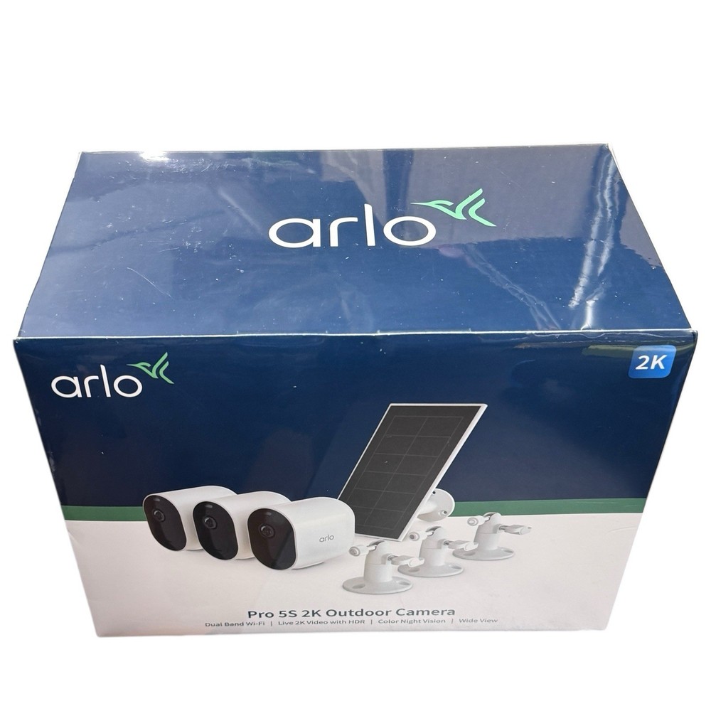 Arlo Pro 5S 2K Spotlight Camera 3 Pack With Solar Panel VMK4360P