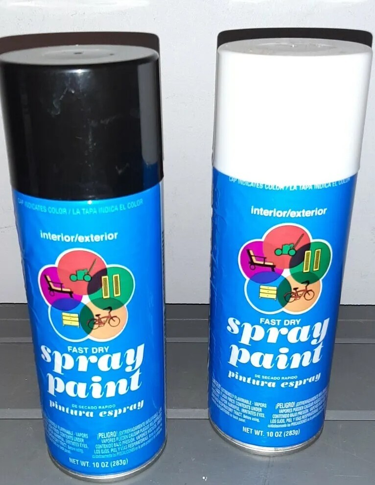 2 Spray Paint Cans Fast Dry 10 oz Gloss White and Black