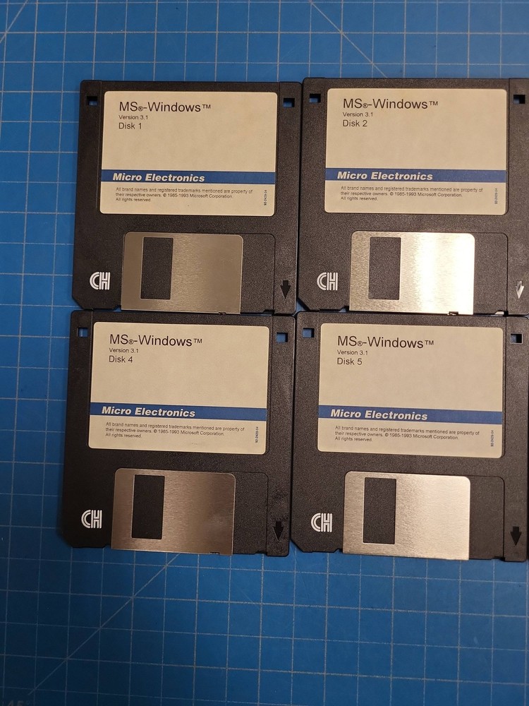 Microsoft MS-Windows 3.1 Floppy Disk Set Version 3 1 Disks 1 2 3 4 5 6