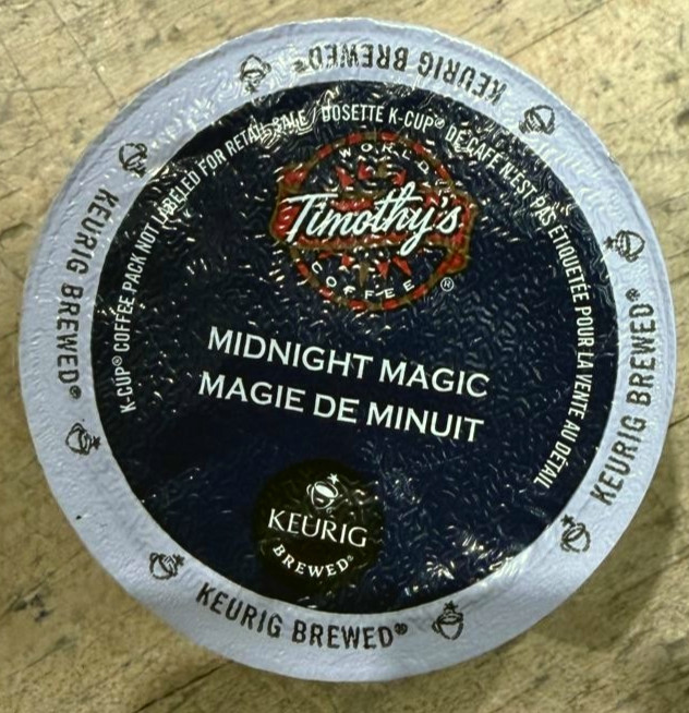 96/PACK Timothy's Midnight Magic Coffee K-Cup PodS BULK PACKAGING