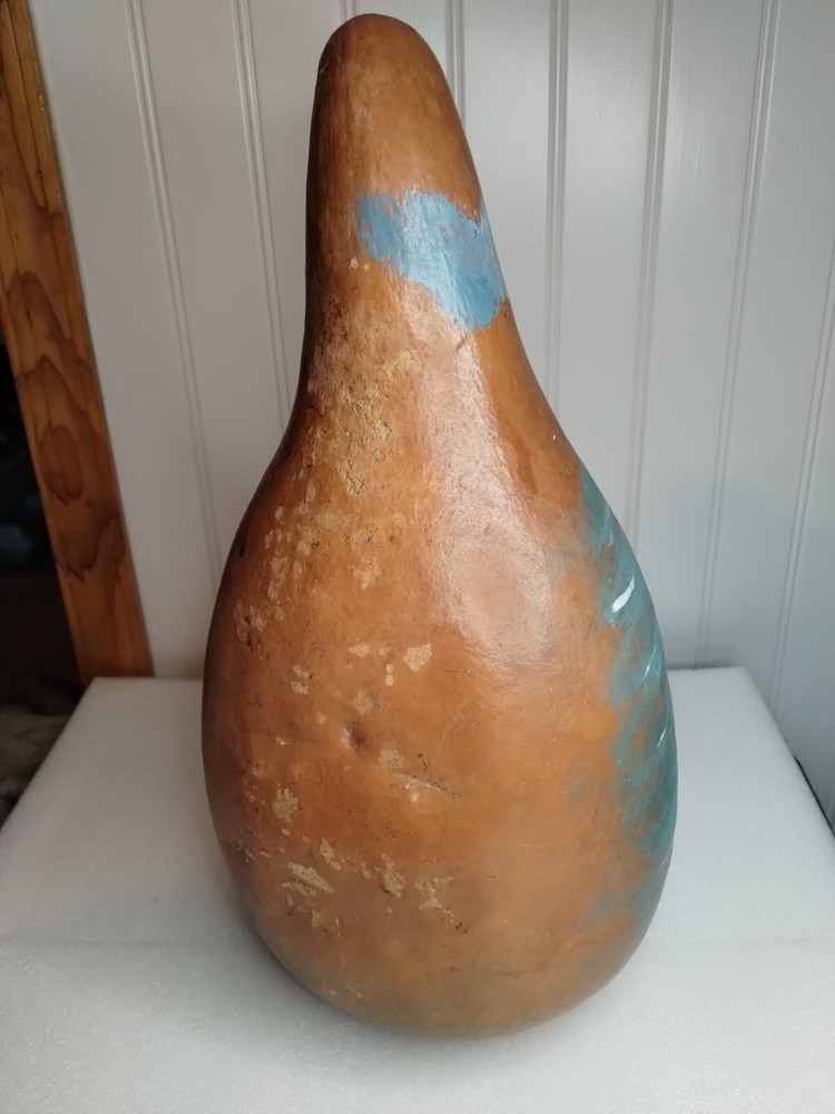 Large Hand painted Crane On Gourd 16"