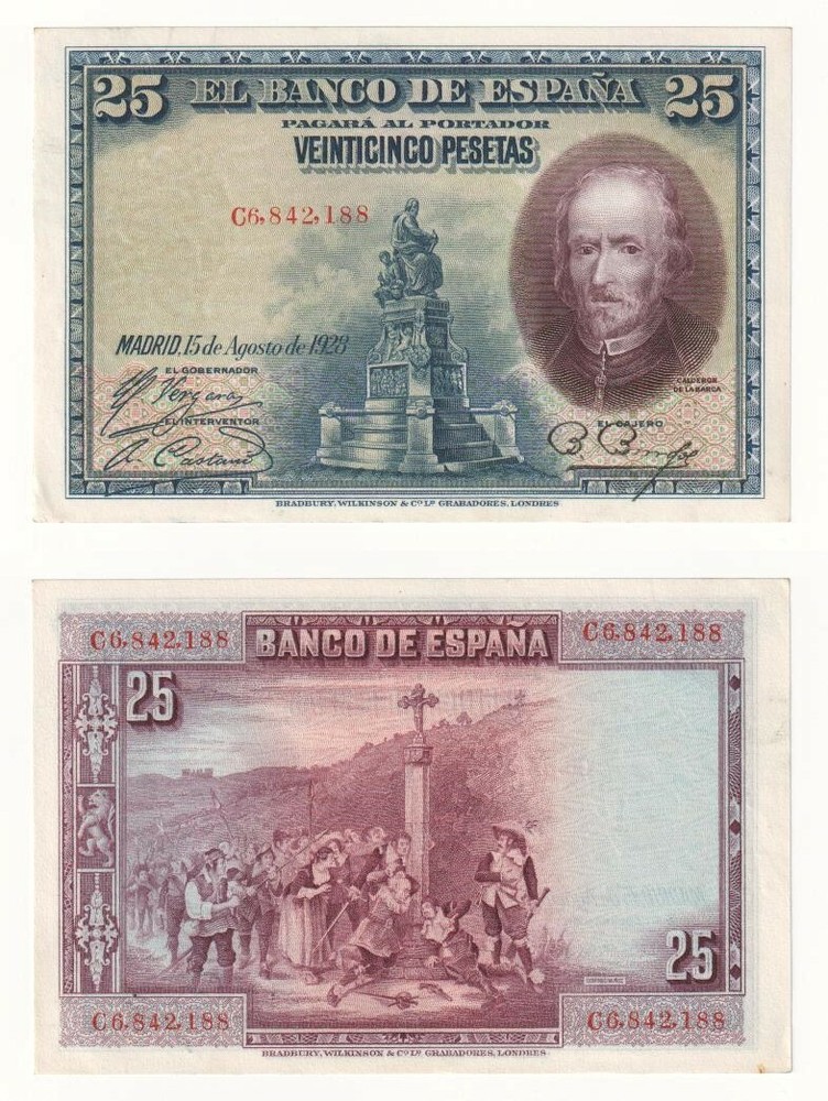SPAIN 25 Pesetas Banknote (1928) P.74b - aUNC