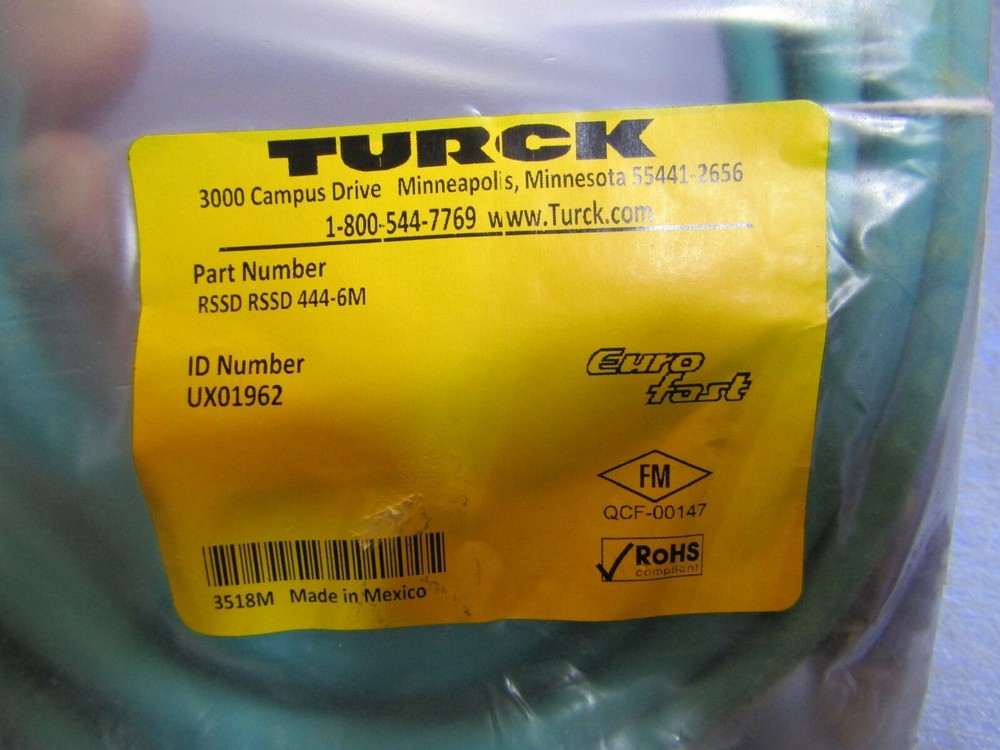 1 Turck RSSD-RSSD-444-6M , ID # UX01962 Shielded 2 Pair Double Ended Cordset NEW
