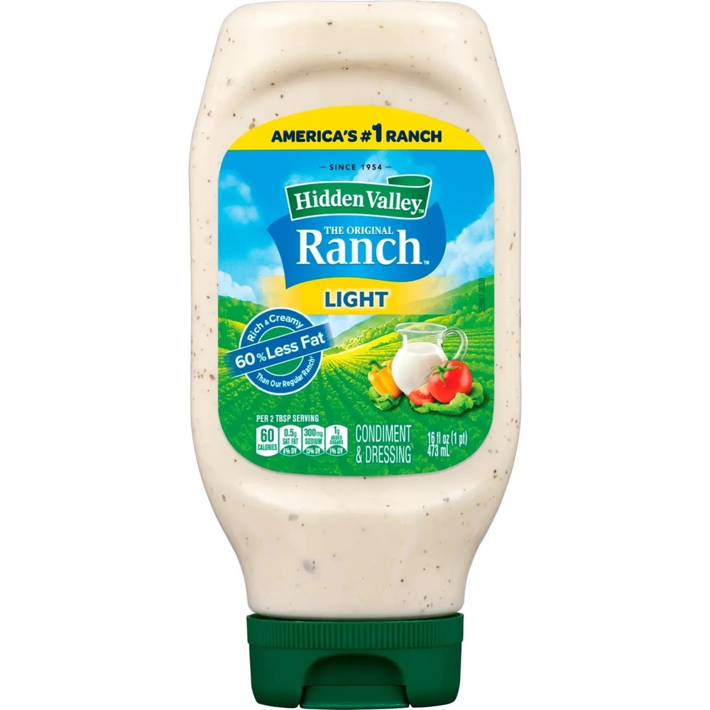 Hidden Valley Light Ranch Condiment and Dressing, Easy Squeeze Bottle, 16 Fl oz