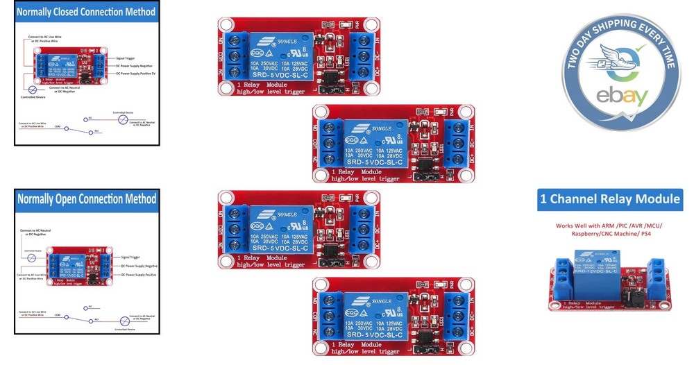 DC 5V Relay Modules (4pcs) - Optocoupler Isolation for Safe Electronic Projects