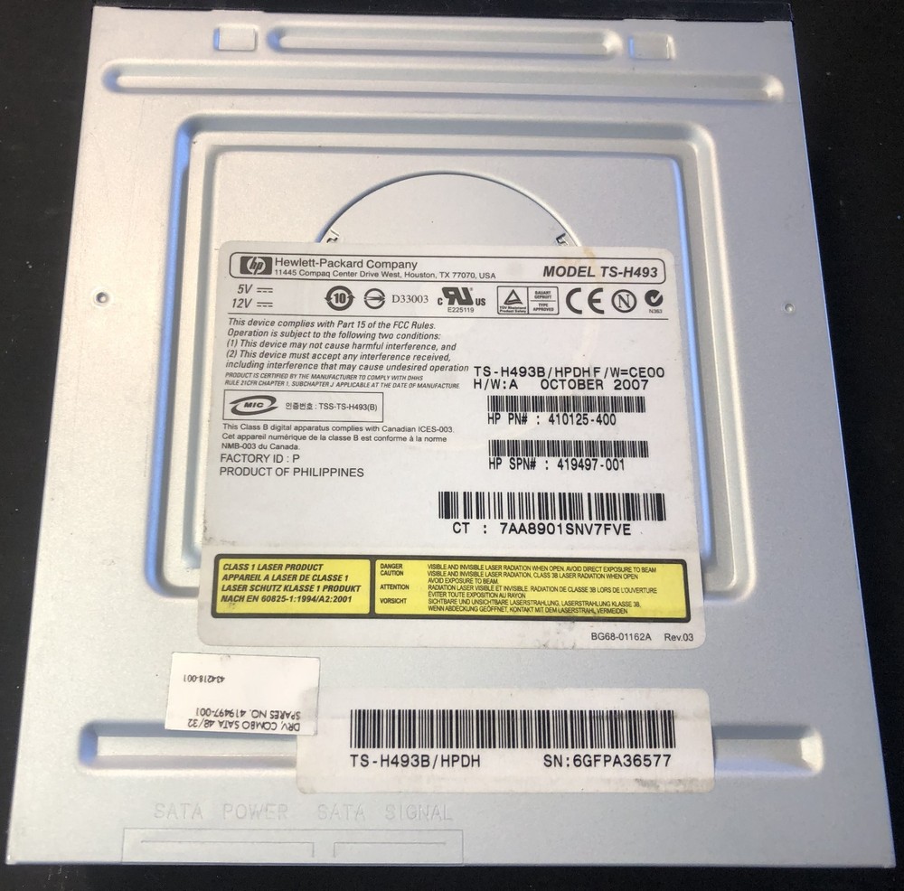 HP DVD/CD REWRITABLE DRIVE TS-H493 SATA