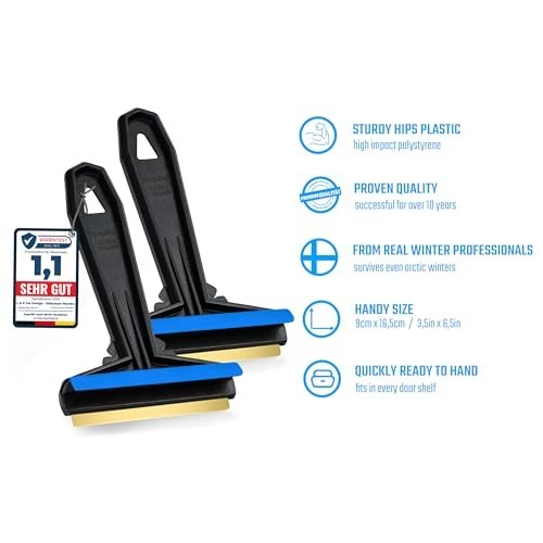 Efficient Brass Blade Car Ice Scraper - 2 Pack Windshield Scrapers for Winter Us