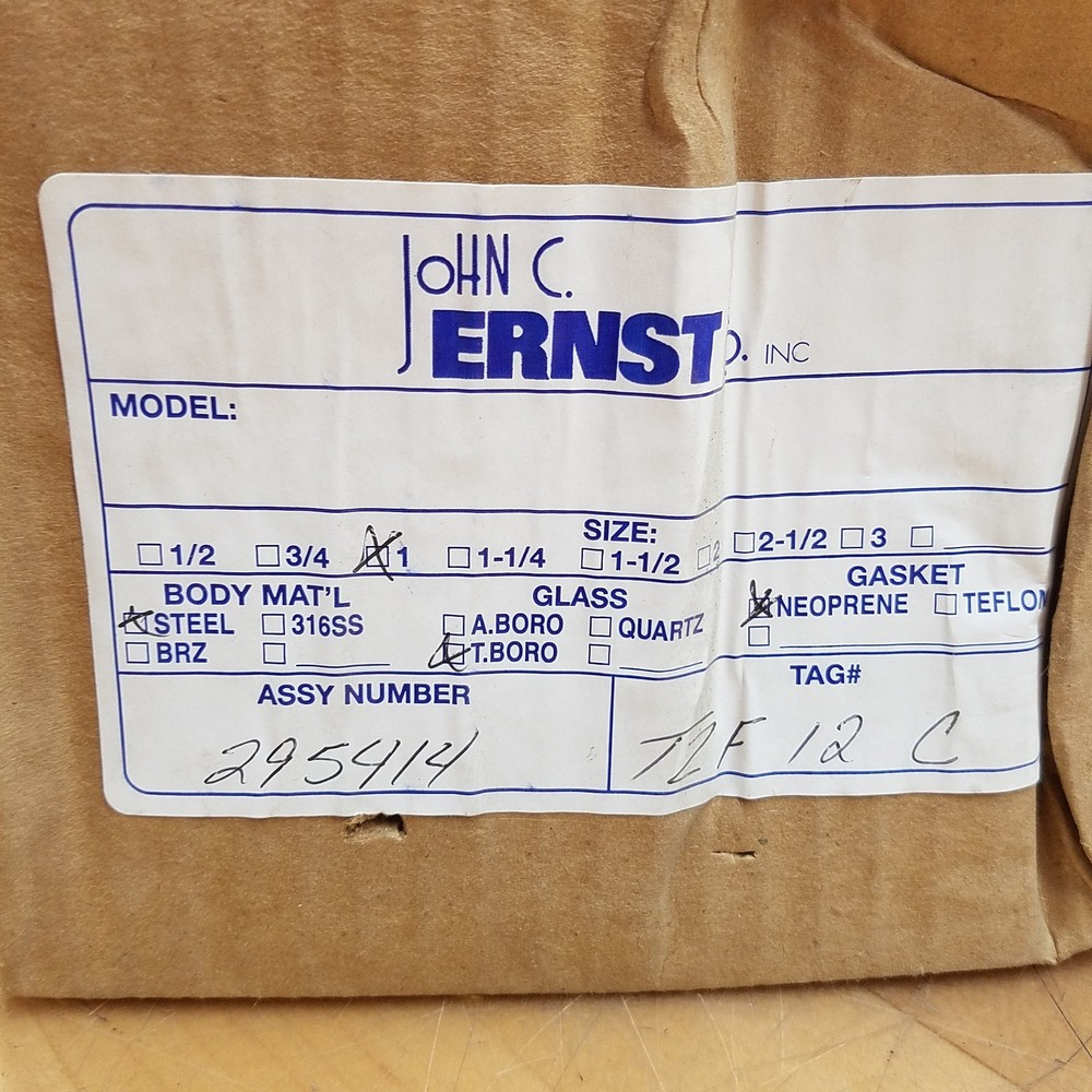 John C. Ernst 201 1" Flow Indicator, Steel - NEW