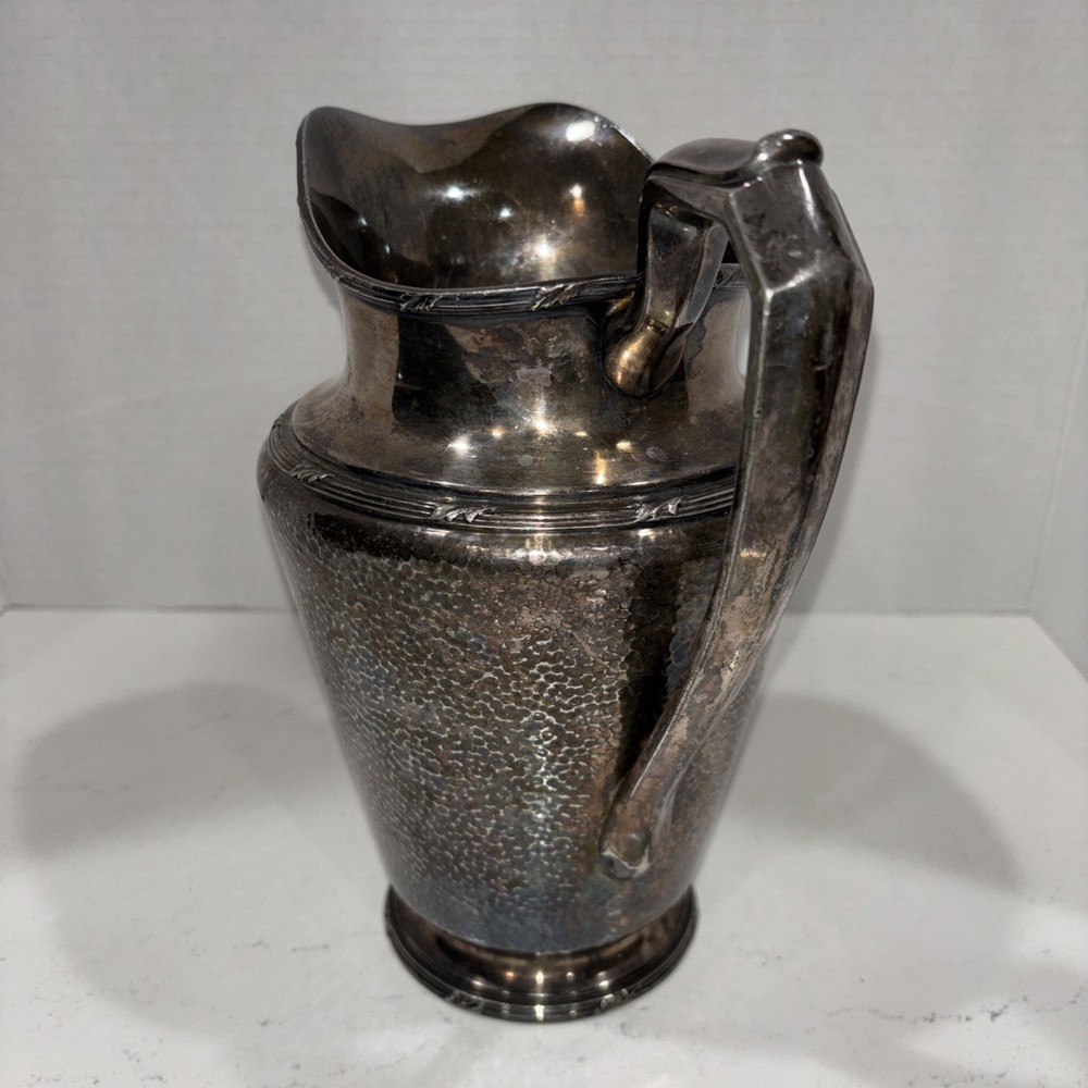 Reed & Barton Water Pitcher Hammered Surface Pattern 5585 With Patina
