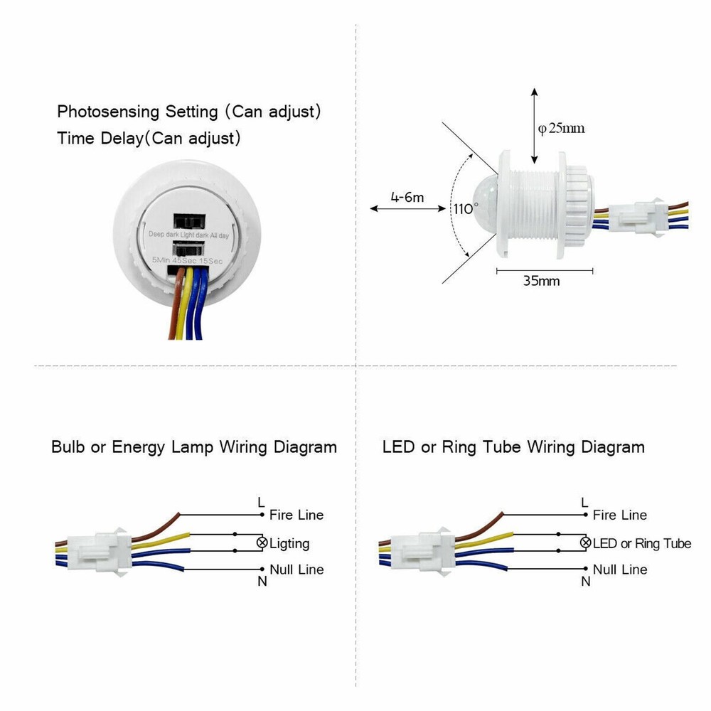 3-5m Automatic Body Infrared PIR Motion Sensor Detector Switch For LED light E