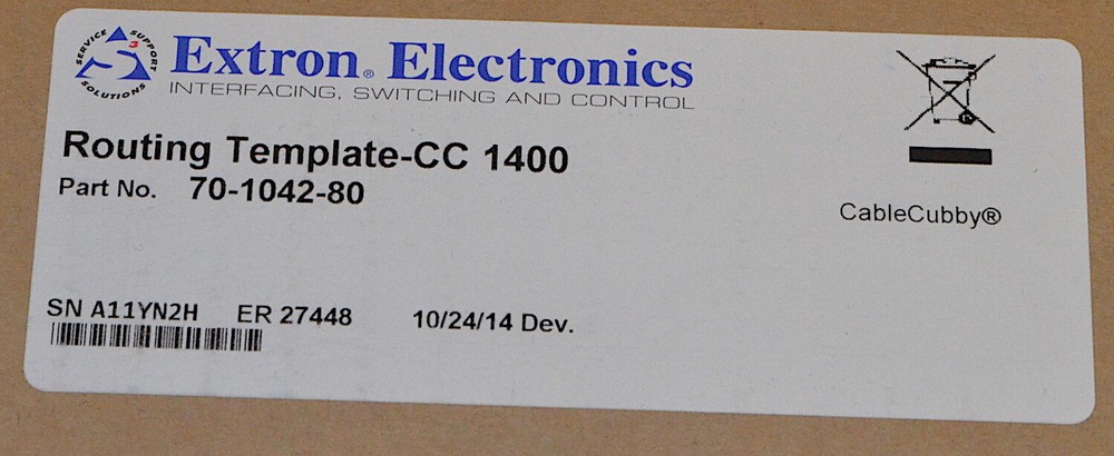 Extron Cable Cubby Routing Template-CC 1400 *New* 70-1042-80