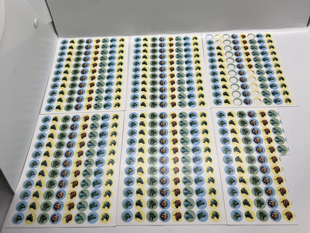 Mini Dinosaur Incentive Sticker Rounds 4 Full 2 Partial Sheets 480 Stickers READ