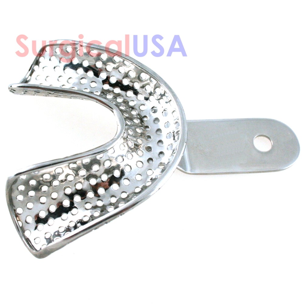 Impression Tray Lower Full Denture Perforated Medium Size Stainless Steel