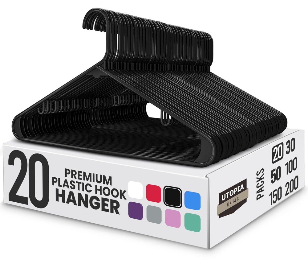 Plastic Hangers 20 Pack - Space Saving Clothes Hanger - Durable & Strong Clos...