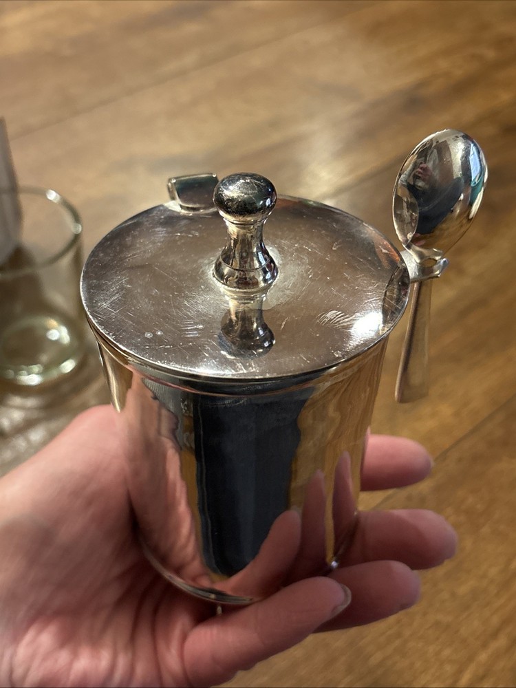 Restoration Hardware Hampton Silver Plate Lidded Jam Pot Complete