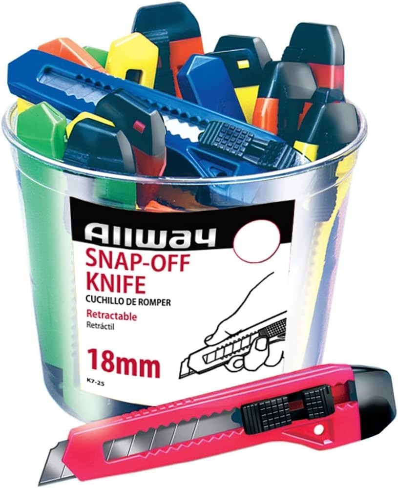 Durable 18mm Snap-Off Knives, 25-Pack