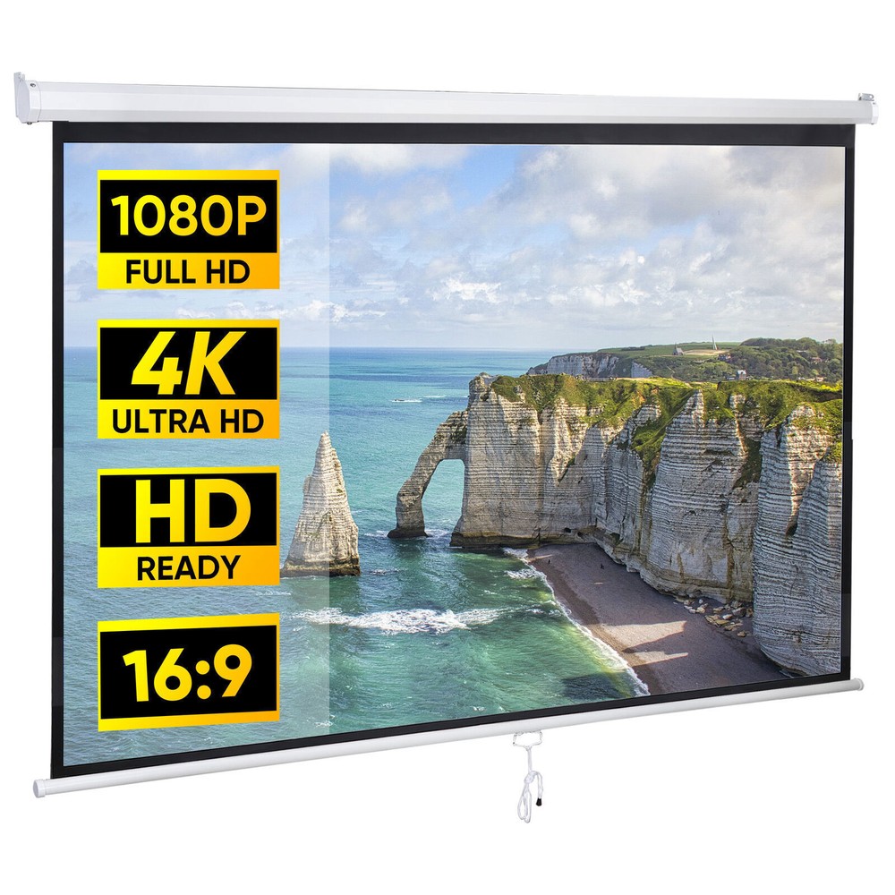 80 inch Indoor Outdoor Projection Screen Manual Pull Down Projector Screen Home