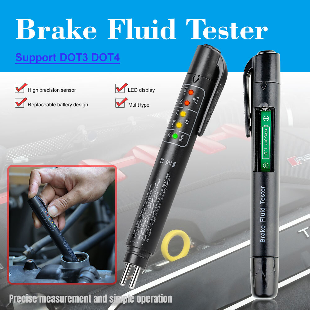 Brake Fluid Liquid Oil Tester Pen 5 LED Indicator Auto Testing Tool For DOT/DOT4
