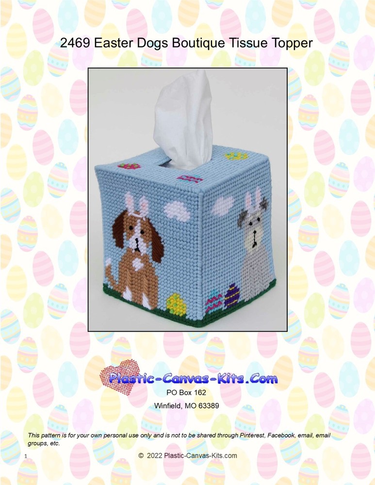 Easter Dogs Boutique Tissue Topper-Plastic Canvas Pattern or Kit