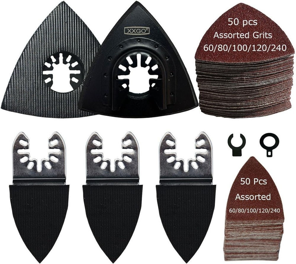 105-Piece Oscillating Multi Tool Sanding Kit with Triangle & Finger Pads