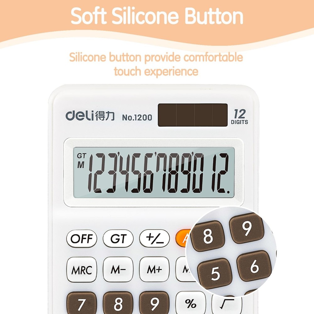 Deli Standard Function Basic Calculator, 12 Digit Desktop Calculator with Large