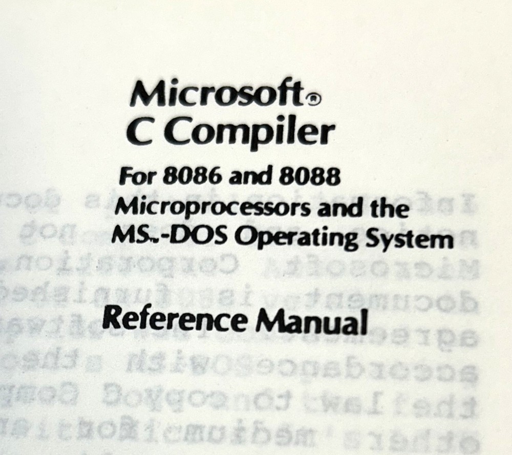 Microsoft Early C Compiler System Reference Manual for MS-DOS Systems