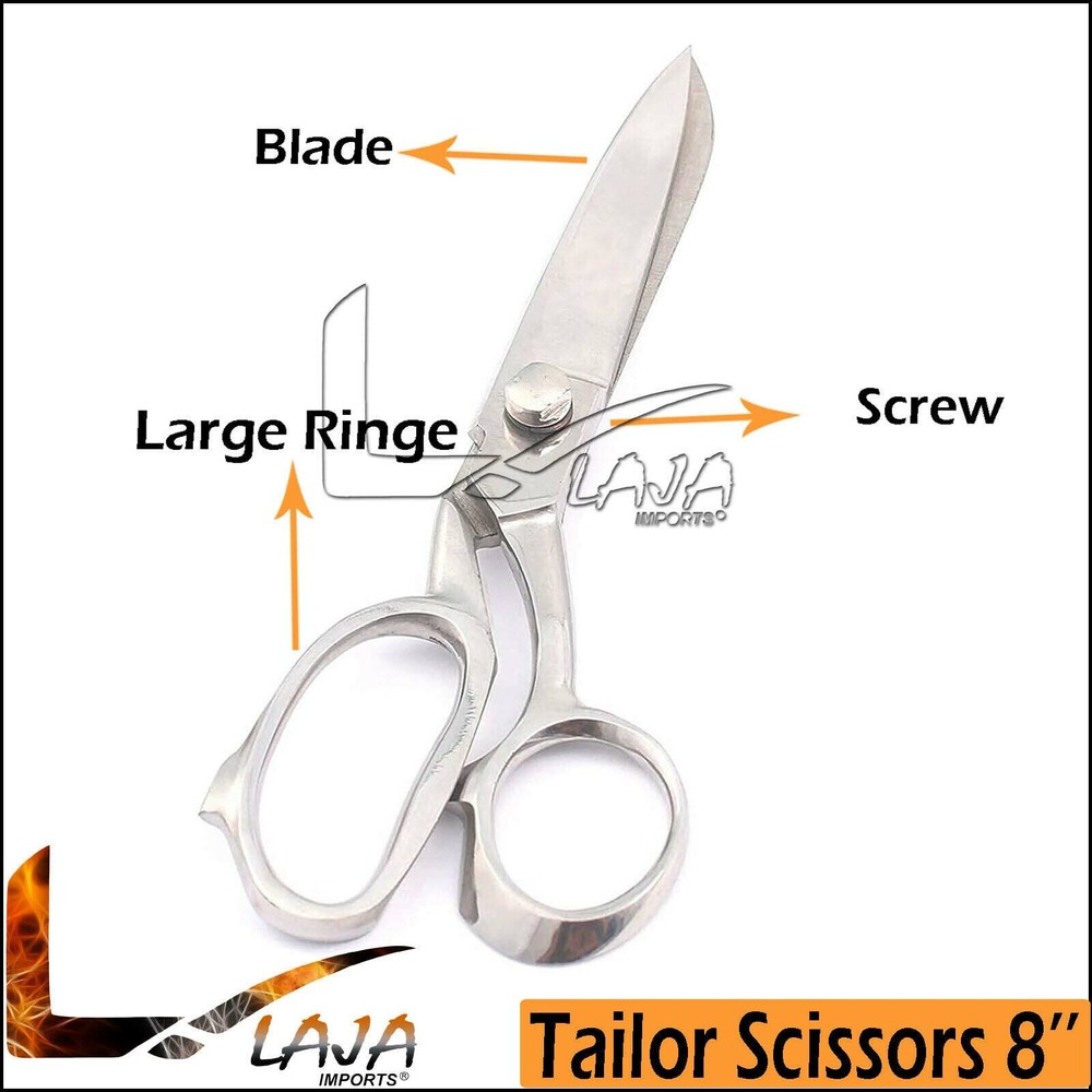 German Tailor Scissors 8" Sewing Dressmaking Upholstery Fabric Cutting Silver