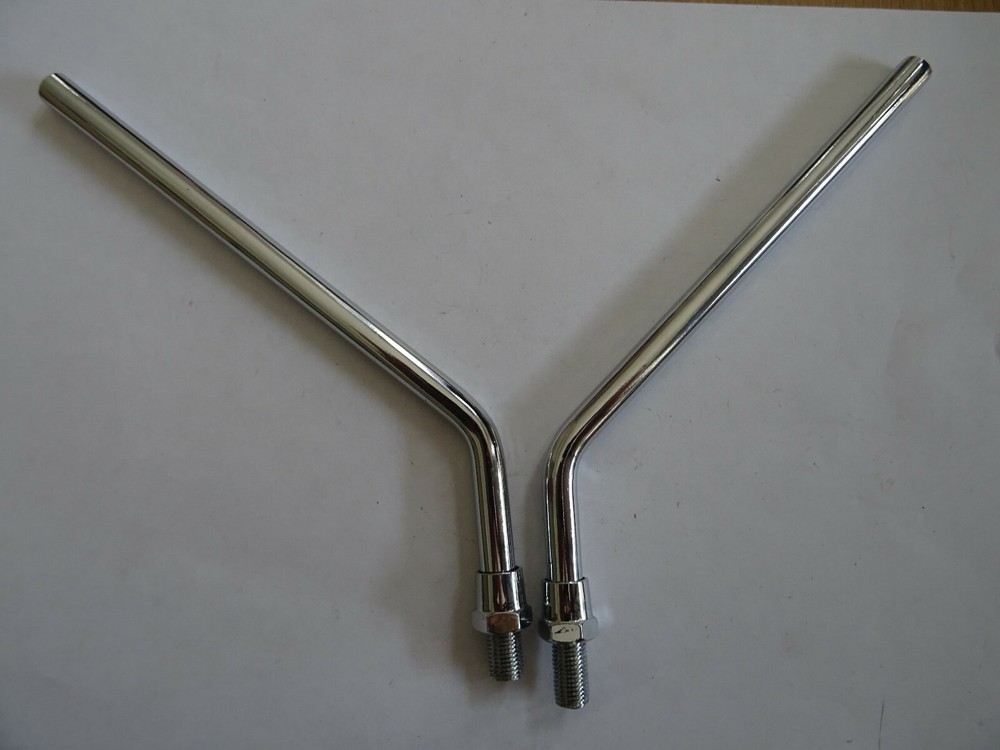6529 - WING MIRROR STEMS **REJECTS**- CHROME - 8'' LONG+THREAD 3/8'' UNF FIXING