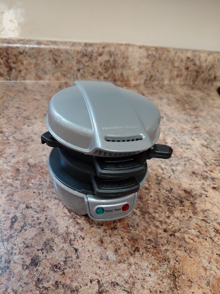 Hamilton Beach ST29 Breakfast Sandwich Maker Silver/Gray Mini Electric Used