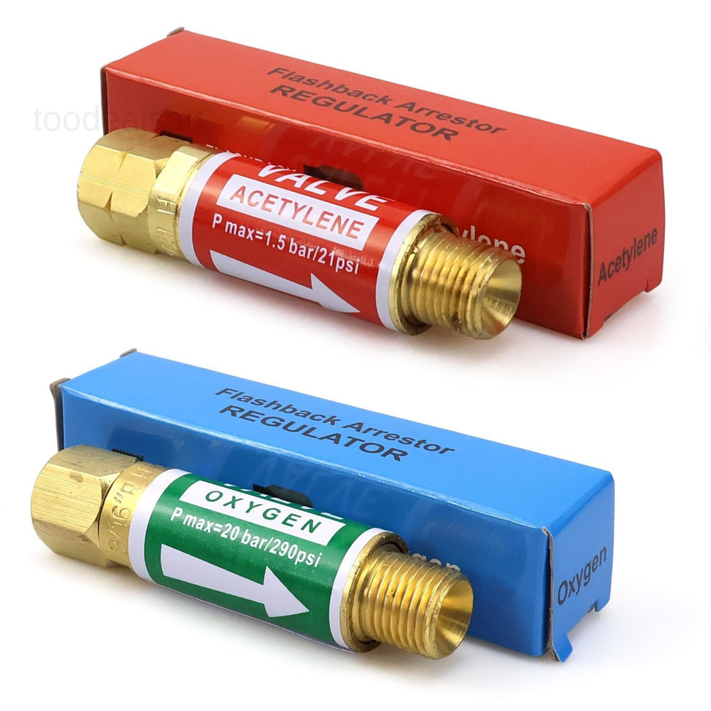 Oxygen and Acetylene Flashback Arrestors Set 2-Set Regulator End 9/16-18 Threads