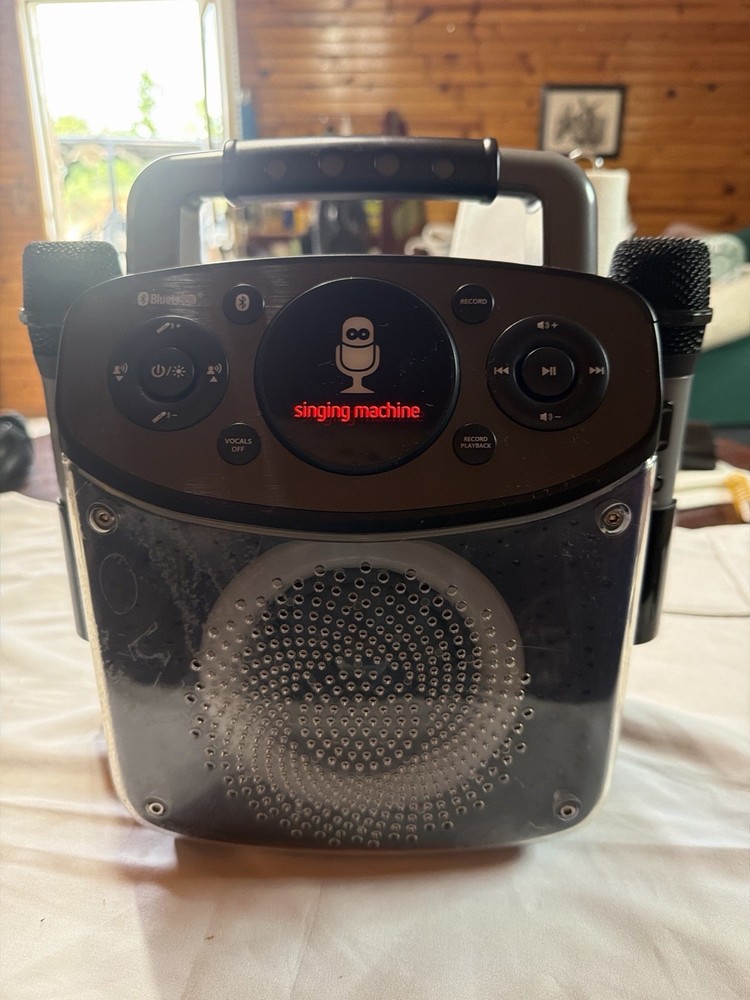 Singing Machine SML294BK Bluetooth Karaoke System 2 Mics USB-C Tested