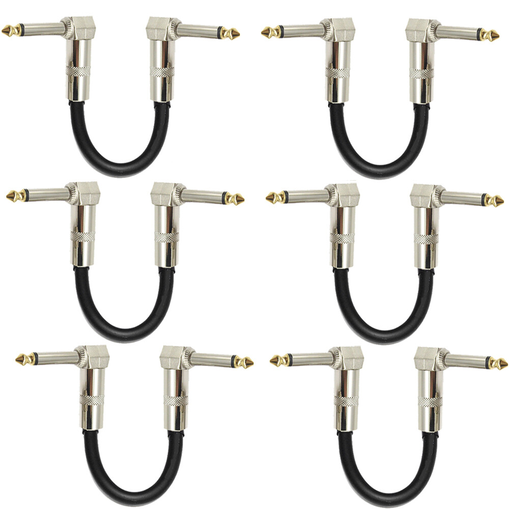 6PCS Guitar Effect Pedal Board Instrument Patch Cord Cables 6in Right Angle