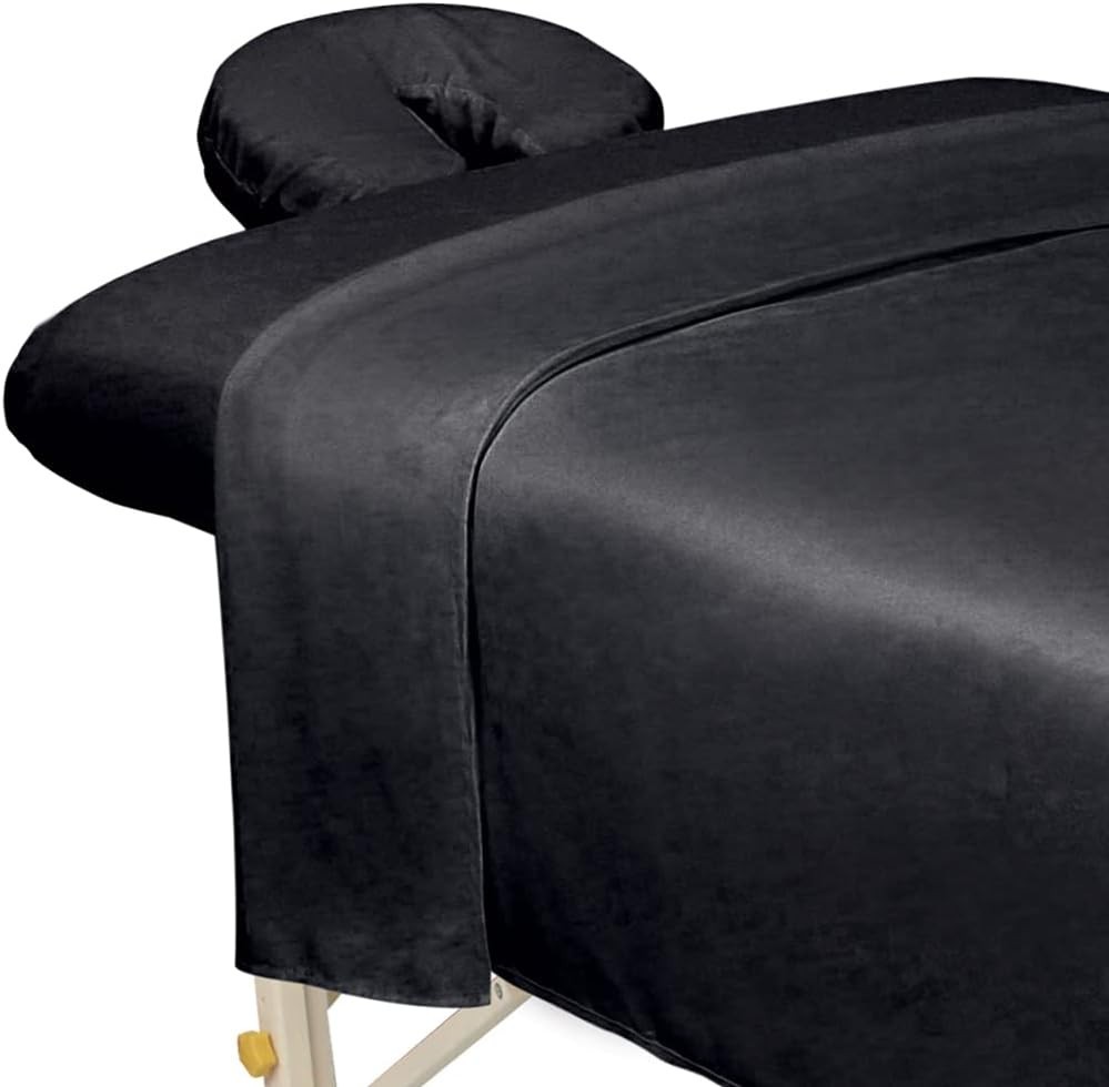 Professional 3-Piece Ultra-Light Massage Sheet Set - Black Microfiber Elegance