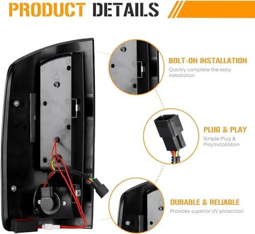 LED Tail Light Assembly Compatible with Dodge Ram Black Smoked 2002-2006 RAM