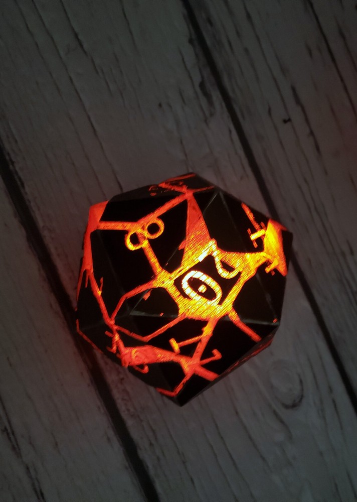 d20 tea light lamp Dungeons and Dragons dice light color changing dnd