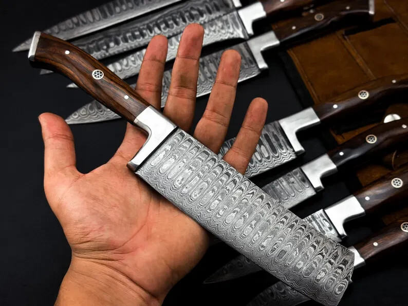Hand Forged Damascus steel chef set