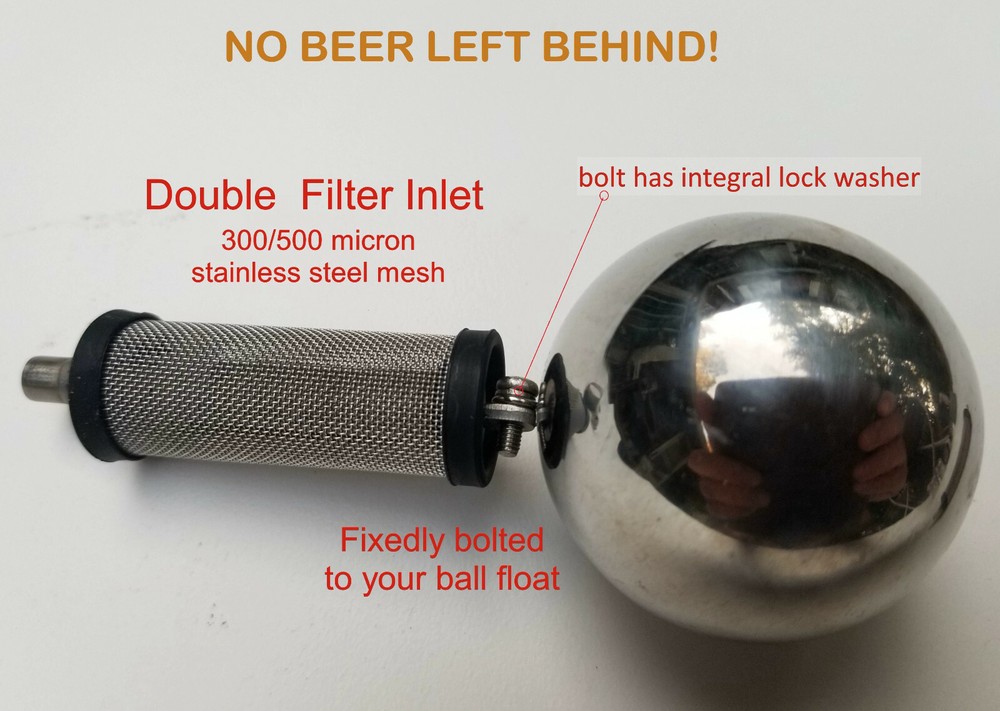 Floating Dip Tube DFI (Double Filter Inlet) for Keg Buoy, Fermzilla, All Rounder