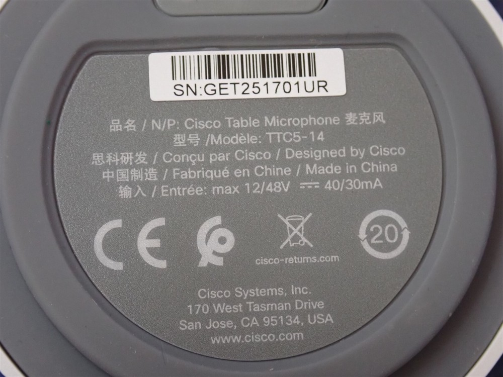 Cisco CS-MIC-TABLE-E Table Microphone with Euroblock Connector (G88)