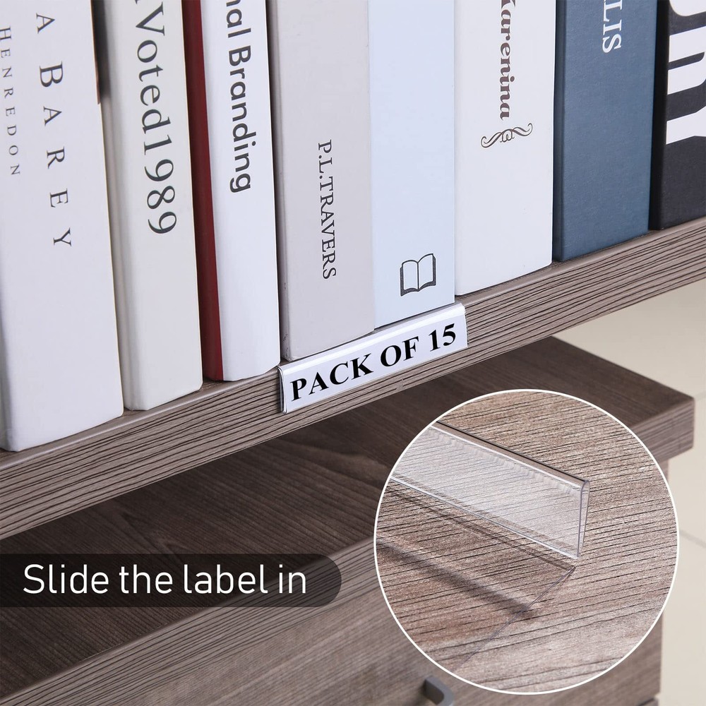 15 Pcs Moveable Shelf Label Holders Library Markers for Classroom Office Library