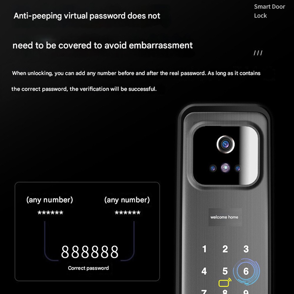 Smart Door Lock,3D Face Recognition Camera FingerPrint Password Security Lockg