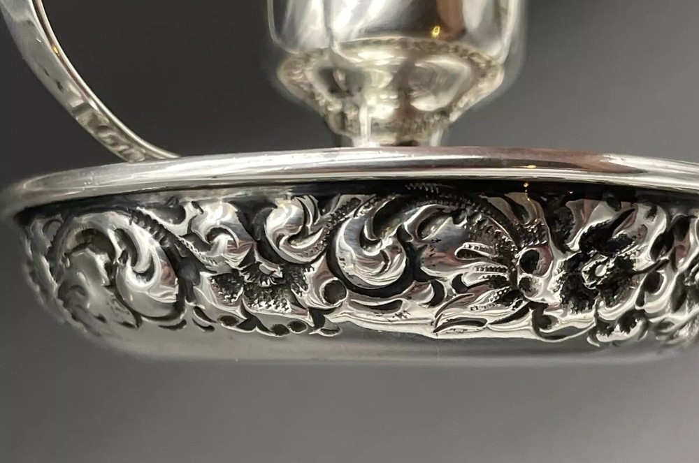 Webster Sterling Silver Floral Repousse Chamberstick